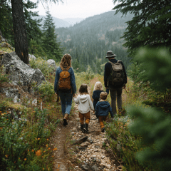 Family hiking pictured from behind 1